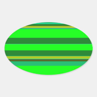 Colourful Green Stripe Customised Designer Pattern Oval Sticker