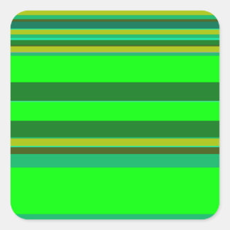 Colourful Green Stripe Customised Designer Pattern Square Sticker
