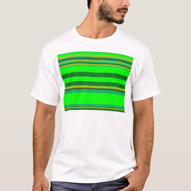 Colourful Green Stripe Customised Designer Pattern T-Shirt (Front)
