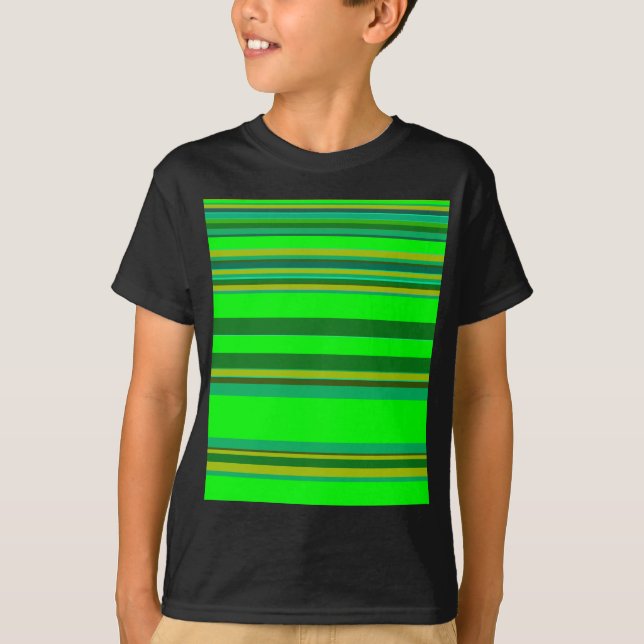 Colourful Green Stripe Customised Designer Pattern T-Shirt (Front)