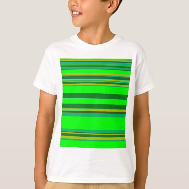 Colourful Green Stripe Customised Designer Pattern T-Shirt (Front)