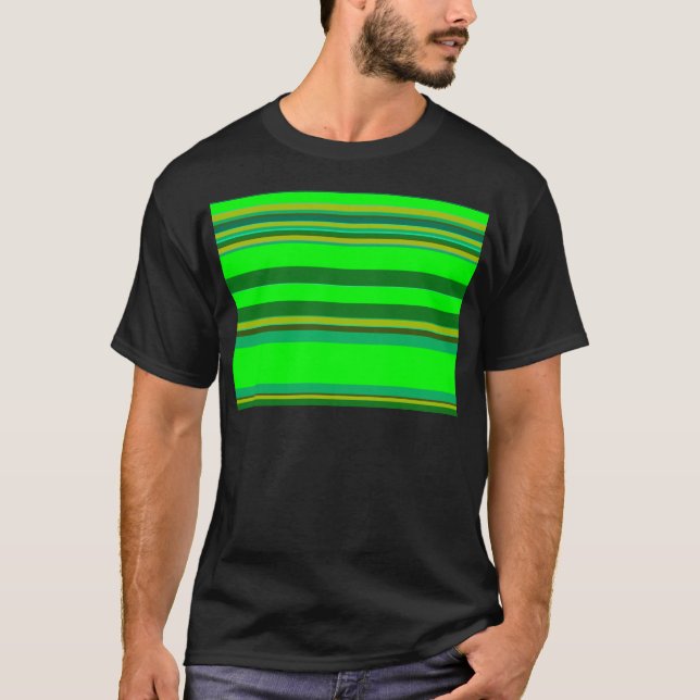 Colourful Green Stripe Customised Designer Pattern T-Shirt (Front)