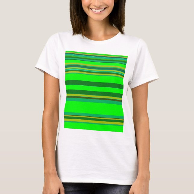Colourful Green Stripe Customised Designer Pattern T-Shirt (Front)