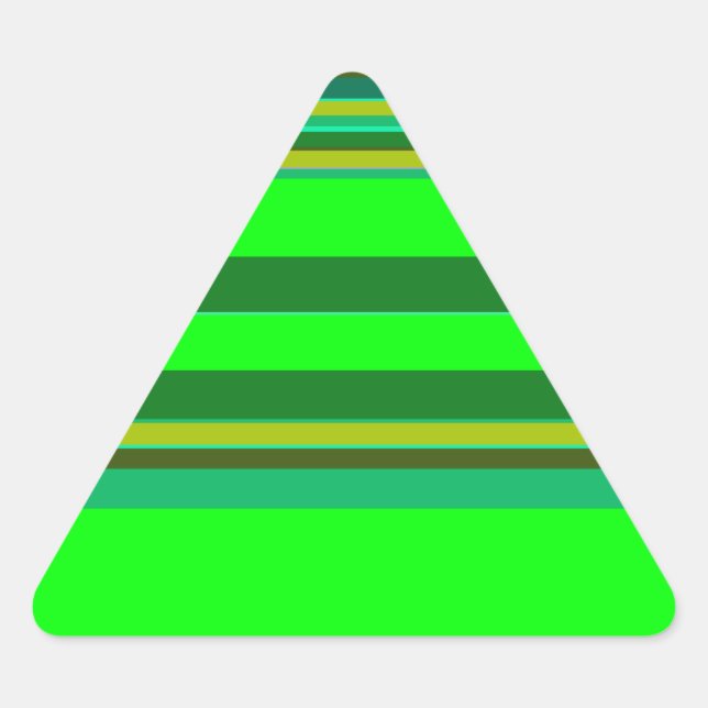 Colourful Green Stripe Customised Designer Pattern Triangle Sticker (Front)