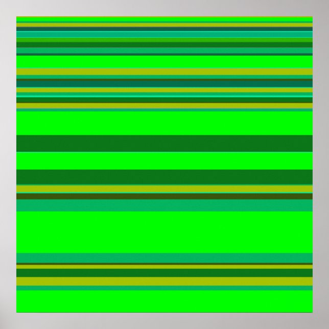 Colourful Green Stripe Pattern Customised Designer Poster (Front)