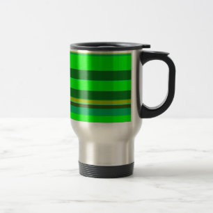 Colourful Green Stripe Pattern Customised Designer Travel Mug