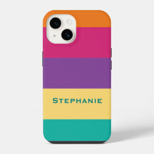 Colourful Green Yellow Purple Abstract Stripes Nam iPhone 14 Case