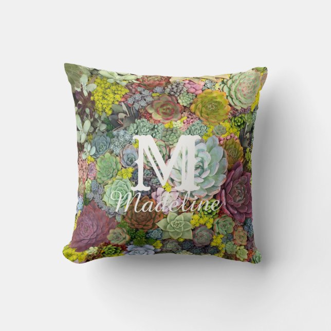 Colourful Greenery Succulents Cushion (Front)
