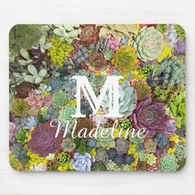 Colourful Greenery Succulents Mouse Pad (Front)