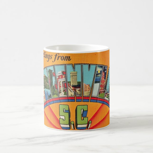 Colourful Greenville SC Greeting Coffee Mug (Center)