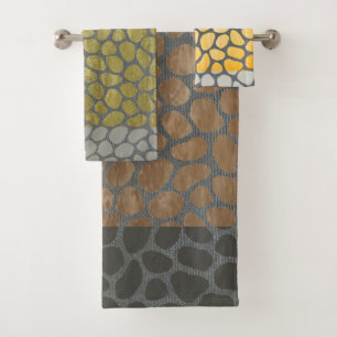 Colourful Grey Screen Pebbles Bath Towel Set