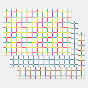 Colourful Grid Negative Space Art-Inspired Colours Wrapping Paper Sheet