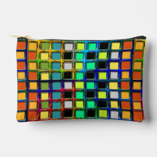 Colourful Grid-Tiled by Shirley Taylor Accessory Pouch
