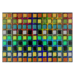 Colourful Grid-Tiled by Shirley Taylor Cutting Board