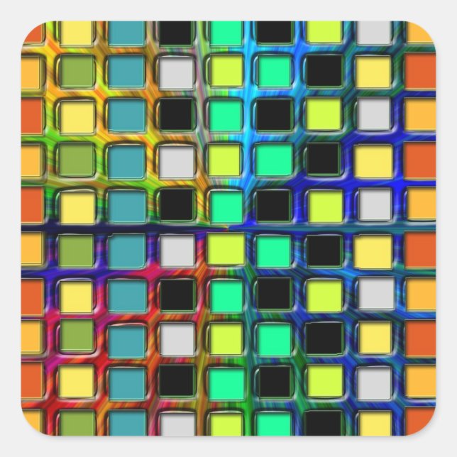 Colourful Grid-Tiled by Shirley Taylor Square Sticker (Front)