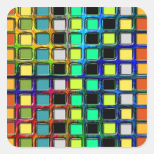 Colourful Grid-Tiled by Shirley Taylor Square Sticker