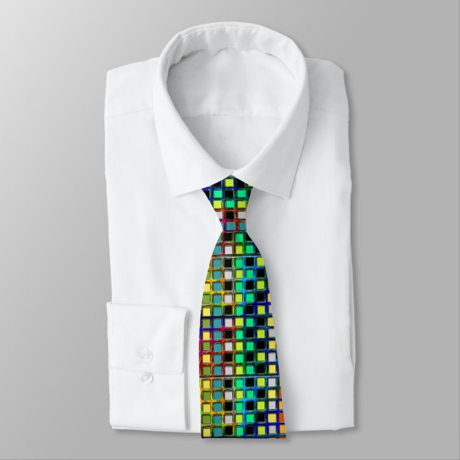 Colourful Grid-Tiled by Shirley Taylor Tie (Tied)