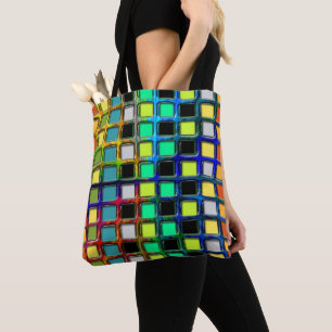 Colourful Grid-Tiled by Shirley Taylor Tote Bag