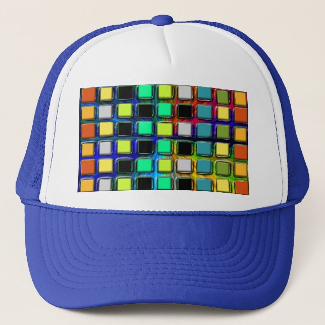 Colourful Grid-Tiled by Shirley Taylor Trucker Hat (Front)