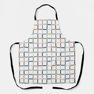 Colourful Grid with Negative Space Art Nouveau Apron
