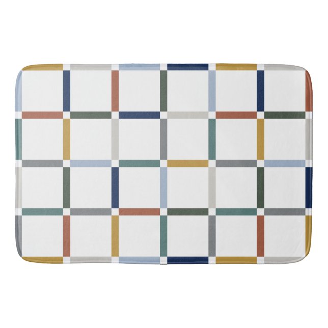 Colourful Grid with Negative Space Art Nouveau Bath Mat (Front)