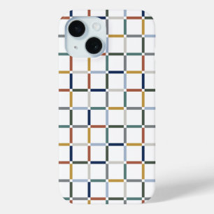 Colourful Grid with Negative Space Art Nouveau iPhone 15 Case