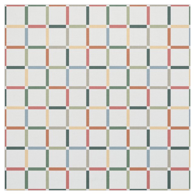 Colourful Grid with Negative Space Art Nouveau Fabric (Swatch)