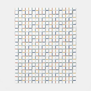 Colourful Grid with Negative Space Art Nouveau Fleece Blanket