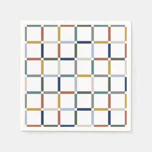 Colourful Grid with Negative Space Art Nouveau Napkin