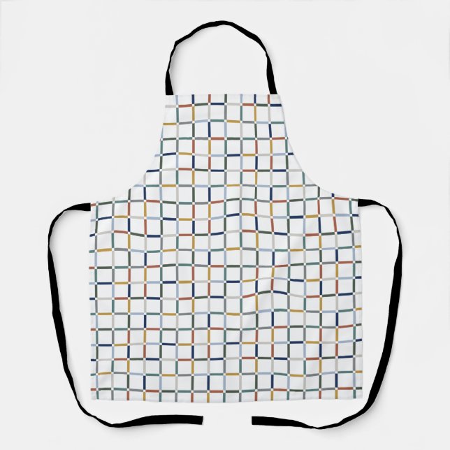 Colourful Grid with Negative Space Impressionist Apron (Front)