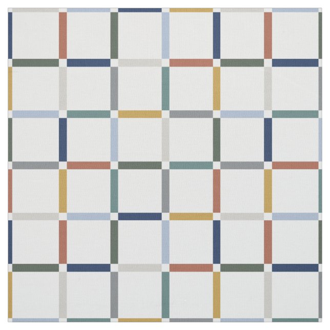 Colourful Grid with Negative Space Impressionist Fabric (Swatch)