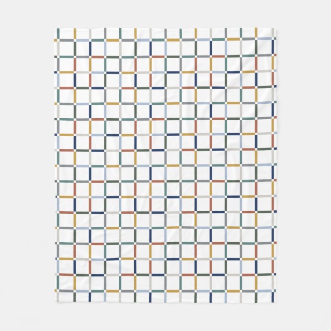 Colourful Grid with Negative Space Impressionist Fleece Blanket (Front)