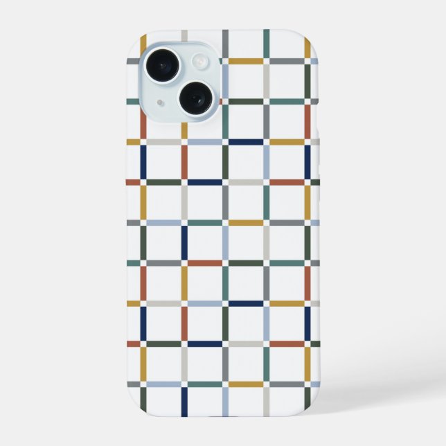 Colourful Grid with Negative Space Impressionist iPhone 15 Case (Back)