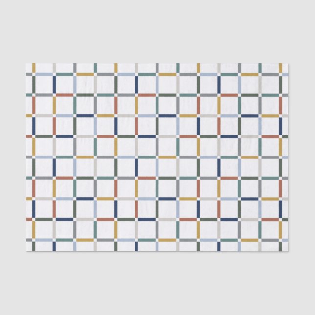 Colourful Grid with Negative Space Impressionist Tissue Paper (Front)