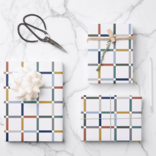 Colourful Grid with Negative Space Impressionist Wrapping Paper Sheet