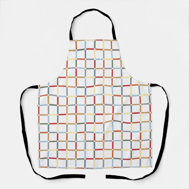 Colourful Grid with Negative Space Mid Mod-inspire Apron (Front)