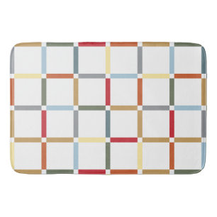 Colourful Grid with Negative Space Mid Mod-inspire Bath Mat