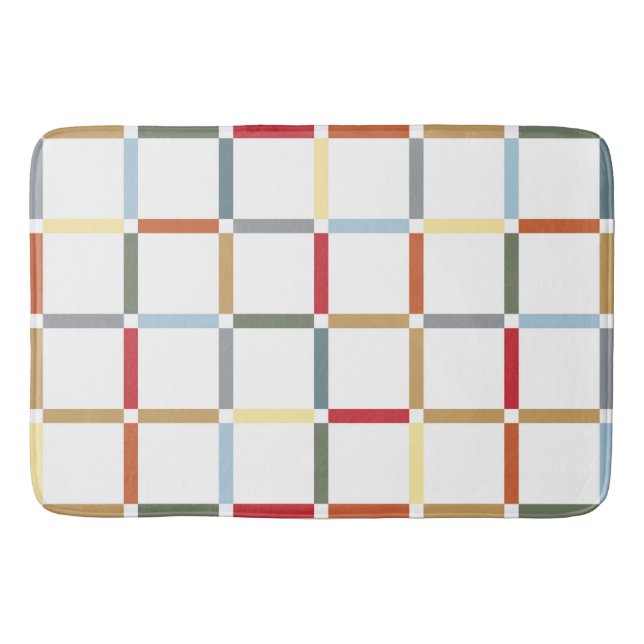 Colourful Grid with Negative Space Mid Mod-inspire Bath Mat (Front)