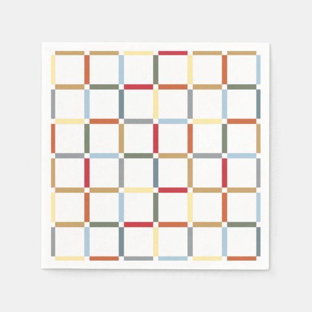 Colourful Grid with Negative Space Mid Mod-inspire Napkin (Front)