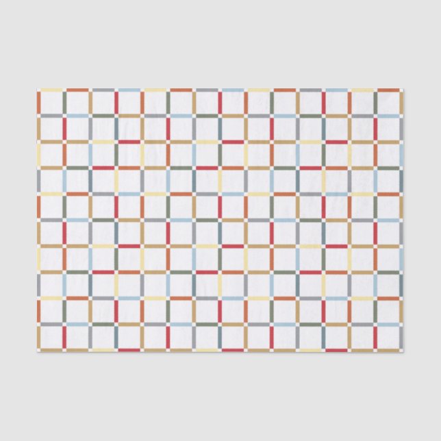 Colourful Grid with Negative Space Mid Mod-inspire Tissue Paper (Front)