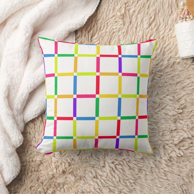 Colourful Grid with Negative Space Pop Art-Inspire Cushion (Blanket)