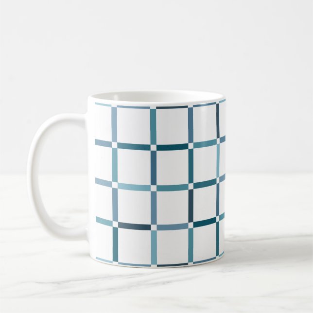 Colourful Grid with Negative Space Sea Tones Colou Coffee Mug (Left)