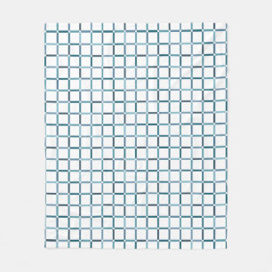 Colourful Grid with Negative Space Sea Tones Colou Fleece Blanket