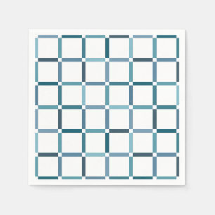 Colourful Grid with Negative Space Sea Tones Colou Napkin