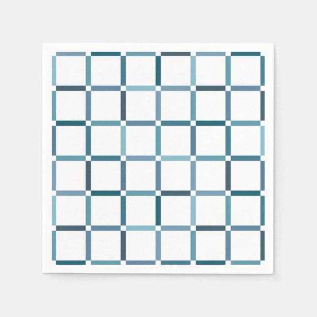 Colourful Grid with Negative Space Sea Tones Colou Napkin (Front)