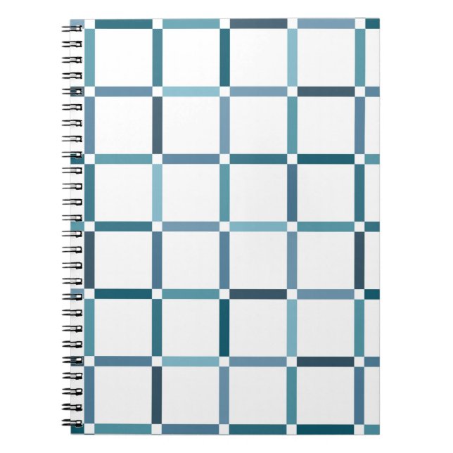 Colourful Grid with Negative Space Sea Tones Colou Notebook (Front)