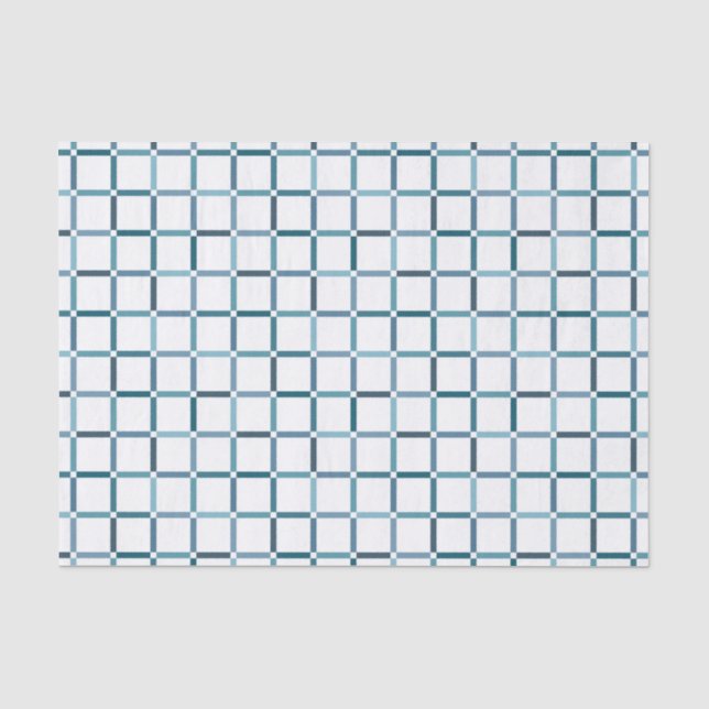 Colourful Grid with Negative Space Sea Tones Colou Tissue Paper (Front)