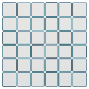 Colourful Grid with Negative Space Sea Tones Fabric