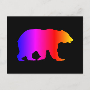 Colourful Grizzly Bear Silhouette Postcard