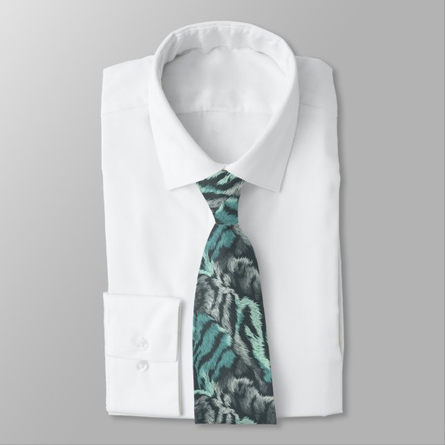 Colourful Groomsman Gift Tiger Tie (Tied)